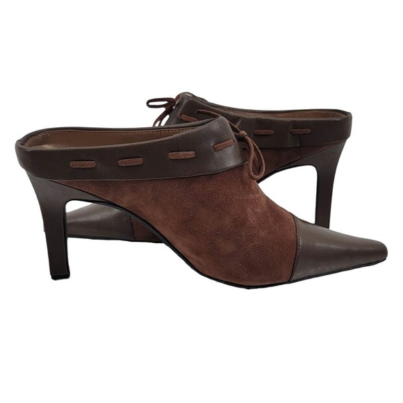 Bellini Thora Brown Leather Heeled Mules 7.5 New - Picture 3 of 11